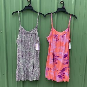 Women's Ruffle Hem Sleeveless Knit Chemise Lounge Pajama 2-Pack Size 2X